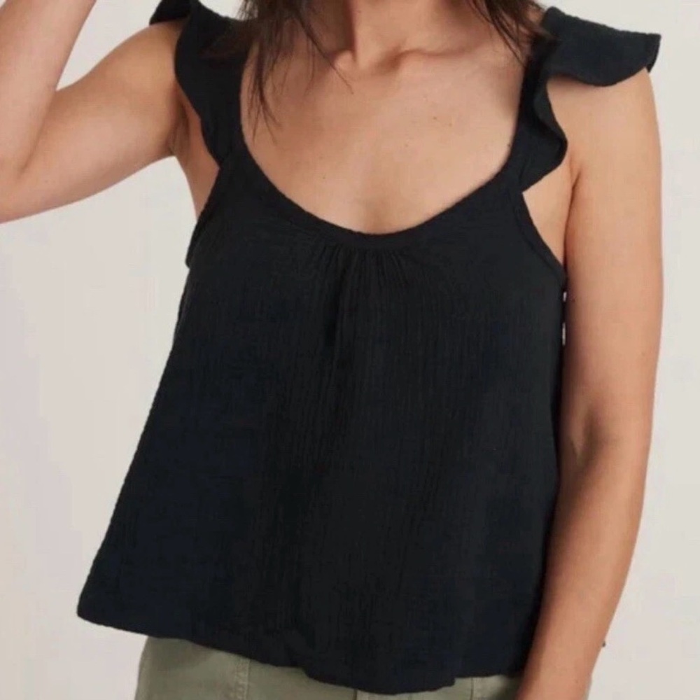 Nwt Marine Layer Jude Flutter Sleeve Tank Black Women’s Size L Casual Top